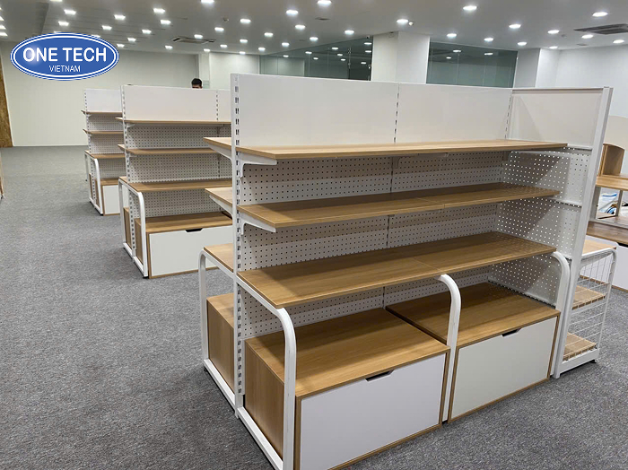 Iron frame wooden rack