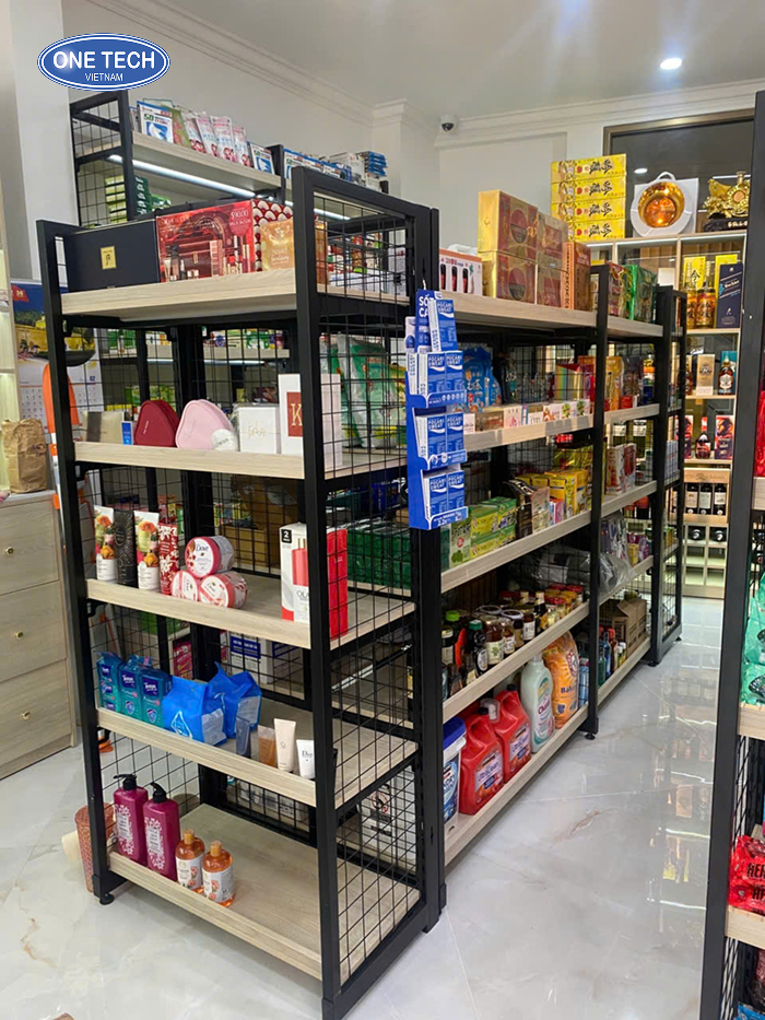 Iron frame wooden rack