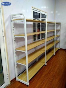 Shelf With Iron Frame And Wooden Shelves