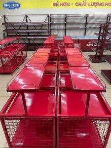 Bright Red Square Promotional Display Shelf 2